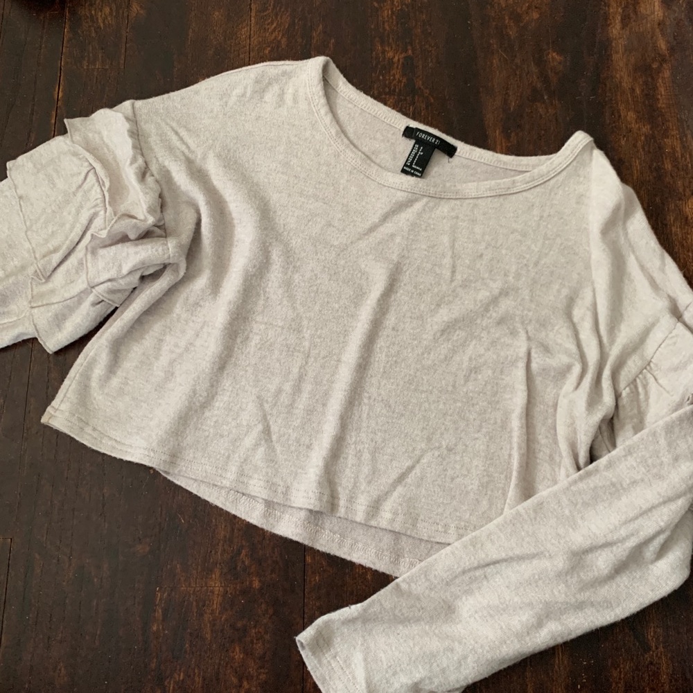 Ruffle Long Sleeve Crop Top